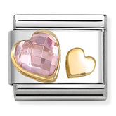Nomination Composable Classic Link 030613/06 Pink CZ & Gold Hearts in Gold
